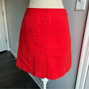 LOFT Coral Red Structured Mini Skirt with Pockets | Size 4 | Workwear